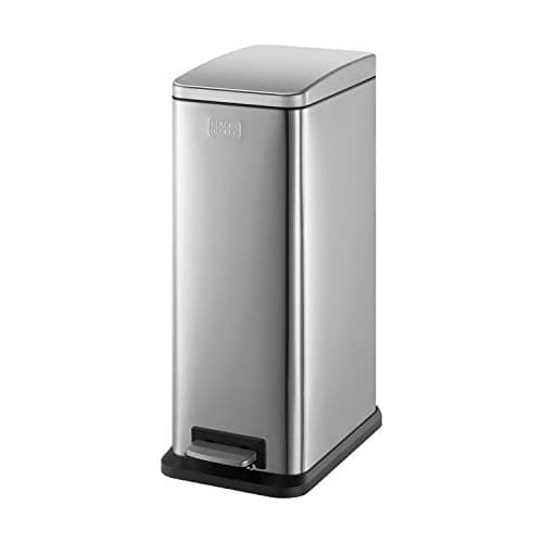 Image of BLACK+DECKER BXBN0004GB 20L Metallic Grey Slimline Pedal Bin with Soft Close Lid, Stainless Steel, 56cm x 22cm x 36cm