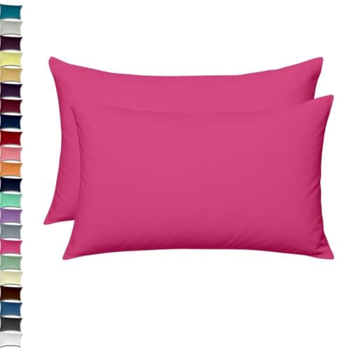 Image of EGYPTO LUXURY Fuchsia Pillow Cases 2 Pack - Soft & Breathable, Wrinkle-Free Housewife Cover - Standard UK Size 50cm x 75cm