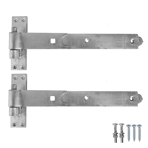 Image of Keypak 300mm 12 Inch Heavy Duty Galvanised Hook and Band Tee Hinges – Straight Door Hinge for Wooden Gate - Fixing Included 1 Pair