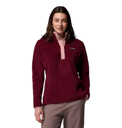 Image of Columbia Women's Benton Springs 1/2 Snap Pull Over 2, Fleece Pull Over, Rich Wine/Eraser Pink, Large