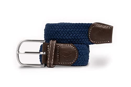 Image of SWOLE PANDA Recycled Woven Weave Belt – Premium Elastic Stretch Belt for Men & Women - Adjustable No-Hole Sustainable Design for Comfort Fit | Navy