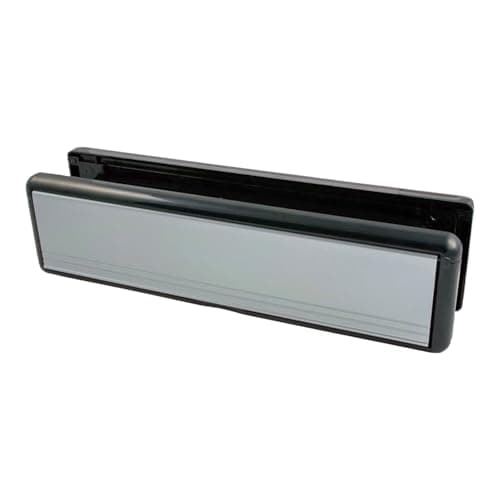 Image of 10" UPVC Sleeved Door Letter Box Plate - Silver Flap with Black Surround (20-40mm)
