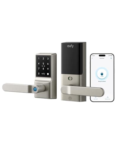 Image of eufy Smart Lock C33, Keypad Door Lock with Handle, Fingerprint Door Knob, Keyless Entry, Electronic Deadbolt, Wi-Fi, Remote App Control, IP53 Waterproof, Nickel