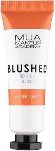 Image of MUA Makeup Academy Blushed Liquid Shimmer Blush, Highly Pigmented for Cheeks & Lips, Amber Sunset, 10ml - Vegan & Cruelty Free