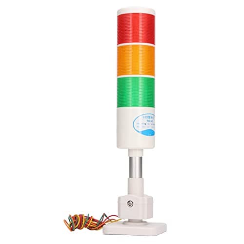 Image of Fockety Industrial Signal Light, DC 12V/24V 3 Layers Column LED Signal Tower Stack Light with Buzzer, Steady & Flashing Safety Industrial Warning Light Andon Light (Red/Yellow/Green) (24V)