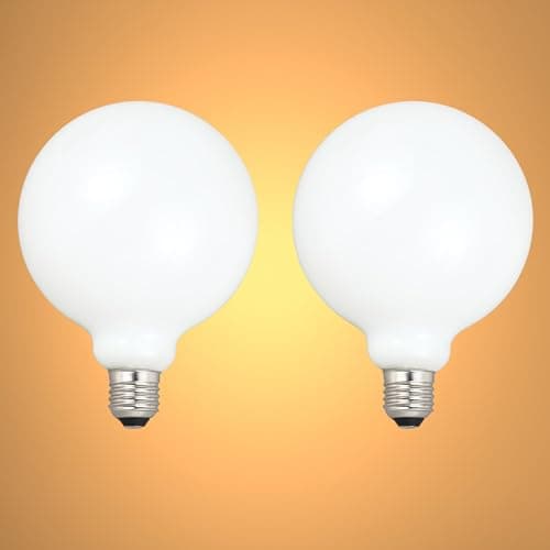 Image of TEKLED® G125 Globe DIMMABLE Filament LED Bulbs | E27 Edison Screw | G40 Energy Saving 6.5W Light Milky White Glass Bulb 55W Incandescent Bulb Equivalent | 2700K 800LM | 2-Pack | Warm White