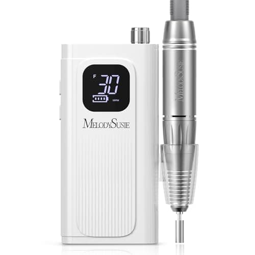 Image of MelodySusie Entry-Level Clip-On Cordless Nail Drill, SC300F 30000RPM Nail E-File with LCD Display for All Manicure Shaping & Gel Removal, Ideal for Training, Nail Art Practice & Home Use, White