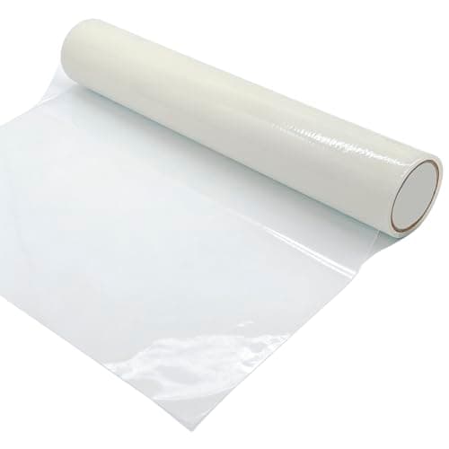 Image of HRJZF Carpet Protector Film,60 cm x 25m Self Adhesive Roll Floor Protector Plastic Dust Sheets for Decorating Cover,60 Micron Painting Waterproof Carpet Protection Film