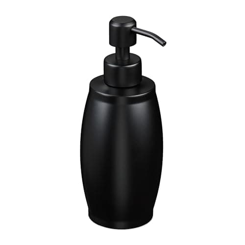 Image of Relaxdays Soap Dispenser, 350 ml, Stainless Steel, Refillable, Detergent & Shower Gel, Bathroom & Kitchen, Pump, Black