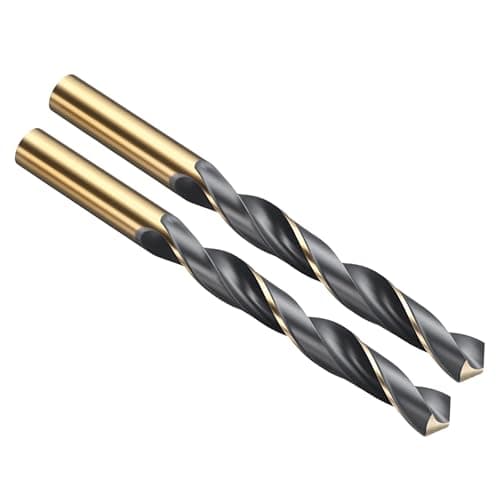 Image of PATIKIL 13mm Drill Bit, Jobber Straight Shank 4341 High-Speed Steel 118° Black and Gold Finish for Medium-hard Metal Steel Acrylic - 2 Pack