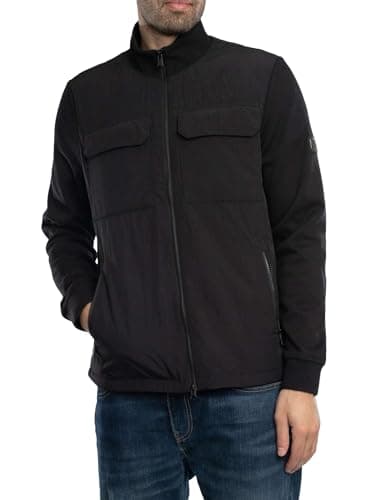 Image of Barbour International Ethan Funnel Neck Quilted Sweat Jacket, Black (UK, Alpha, L, Regular, Regular, Black)