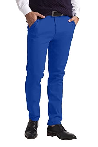 Image of westAce Men's Chino Trousers Slim Fit Stretch Classic Wrinkle-Resistant Flat-Front Lightweight Twill Essential Casual Chino Trouser (Available in Big and Tall) (32W / 32L, Royal Blue)