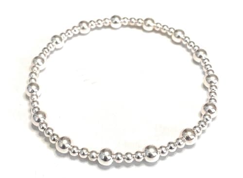 Image of Sterling Silver 925 Beaded Stretch 3mm And 5mm Bracelet