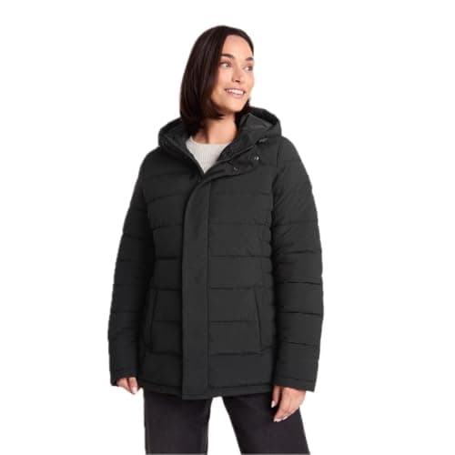 Image of TOG24 Sleight Women's Padded Jacket Water-Resistant Windproof Quilted Puffer Jackets, Ladies Winter Warm Insulated Hooded Coat Black UK14