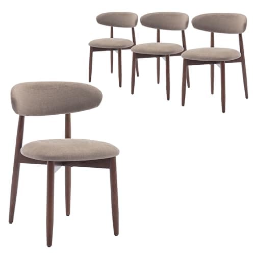 Image of COLAMY Modern Dining Chairs Set with Wooden Legs – Upholstered Fabric Dining Room Chairs with Curved Backrest, Soft Cushion Seat, and Sturdy Rubberwood Frame for Kitchen, Living Room, or Café
