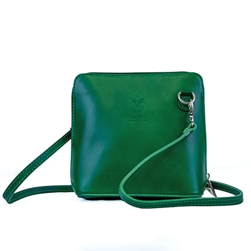 Image of Woodland Leathers Small Vera Pelle Handbag Genuine Leather Cross Body Bag for Women Italian Mini Shoulder Bag Highquality Strap (Green)