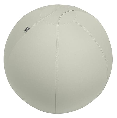Image of Leitz Ergo Active Sitting Ball with Stopper Function, Ergonomically Designed Desk Chair Alternative, 75cm Diameter, Includes Fabric Ball Cover, Hand Air Pump & 2 x Plugs, Light Grey, 65430085