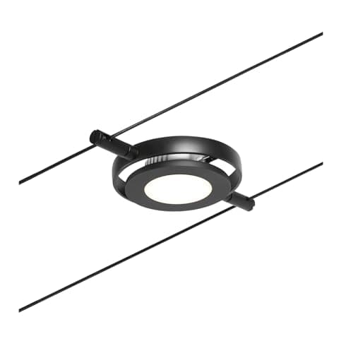 Image of Paulmann 94419 CorDuo LED Cable System Spot RoundMac DC incl. 1 x 4.5 Watt Expandable Black Matt Chrome Wire Rope Metal 3000 K