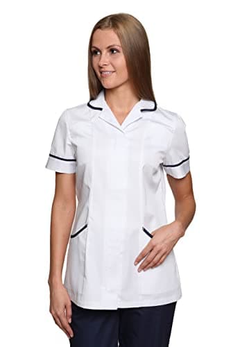 Image of Mirabella Health & Beauty Women's Nightingale Healthcare Tunic Uniform White-Navy 14 UK