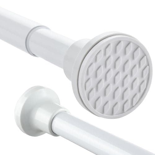 Image of Extendable Shower Curtain Rod 168-316cm Stainless Steel Shower Curtain Pole Spring Tension Rod Adjustable Telescopic Pole No Drilling for Bathroom Bedroom Window Closet Kitchen Wardrobe, White