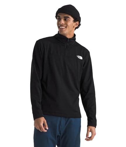 Image of The North Face Men’s Cedar Trail Grid 1/4 Zip Fleece Jacket - Lightweight, Breathable, Stretch Midlayer - Recycled Materials - BLACK, M