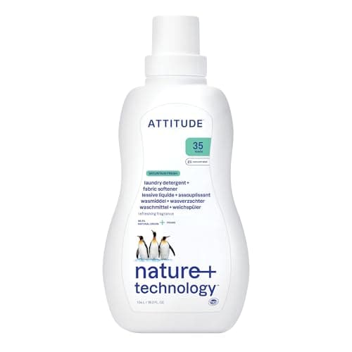 Image of ATTITUDE 2-in-1 Laundry Detergent & Fabric Softener, Plant- & Mineral-Based, HE Compatible, Vegan, Made in Canada, Mountain Essentials Scent, 35 Loads, 1.05 Liters