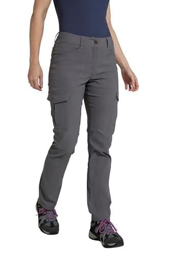 Image of Mountain Warehouse Conniston Womens Cargo Trousers - Ladies Stretchy Quick Dry & UV Protect Pants - Spring Summer Walking, Hiking, Outdoors & Trekking Grey Women's Size 12