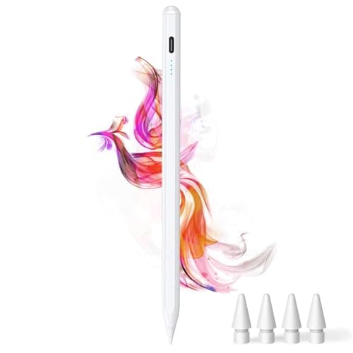 Image of Stylus Pen for iPad (A16) 11th&9th - Type-c Charging Palm Rejection iPad Stylus Compatible with (2018-2026) Apple iPad 11/10/9/8/7/6, iPad Pro 11"/12.9"/13"M5/M4, Air M4/M3/M2/5/4/3, Mini 6/5 (White)