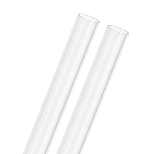 Image of M METERXITY 2-Pack Clear Plastic Tube, 12mm[0.47"] ID x 14mm[0.55"] OD High Impact Rigid Polycarbonate Round Pipes for Water Plumbing/Lighting/Aquariums/Models, Plastic Tubing [305mm/12IN]