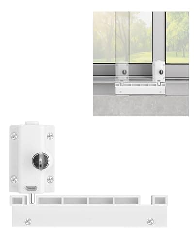 Image of eSynic 1 Pack Sliding Patio Door Lock with Key Patio Door Security Lock No Drilling Strong Self Adhesive Window Safety Locks Bolt Two Way Installation Fits on Top or Foot for Child Family Cat Safe