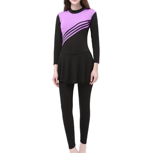 Image of Women Long Sleeve Swimsuit Muslim Swimwear One Piece Burkini Full Cover Modest Swimming Costume Islamic Arab Bathing Suit with Hijab Breathable & Quick-Dry Contemporary Minimalist