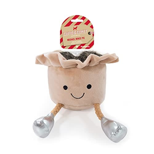 Image of Rosewood Michael Mince Pie, Christmas Plush and Rope Dog Toy, Brown, 19cm x 14cm
