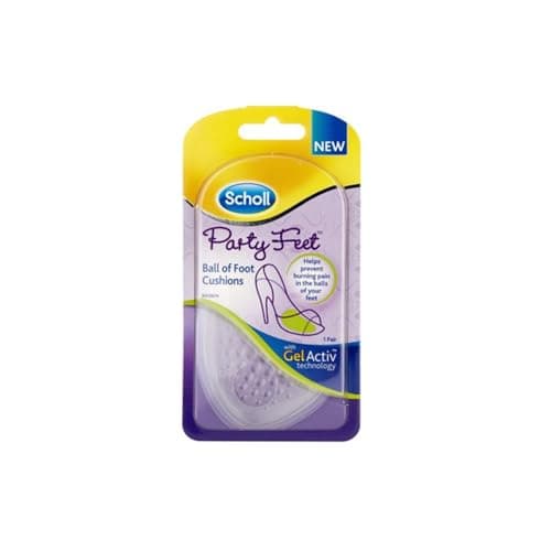 Image of Scholl Party Feet Ball of Foot Gel Cushions with GelActiv Technology, Non-Slip, Help Prevent Foot Pain - Suitable Most Shoes Including high Heels and Stilettos. Universal Size, 1 Pair of Cushions