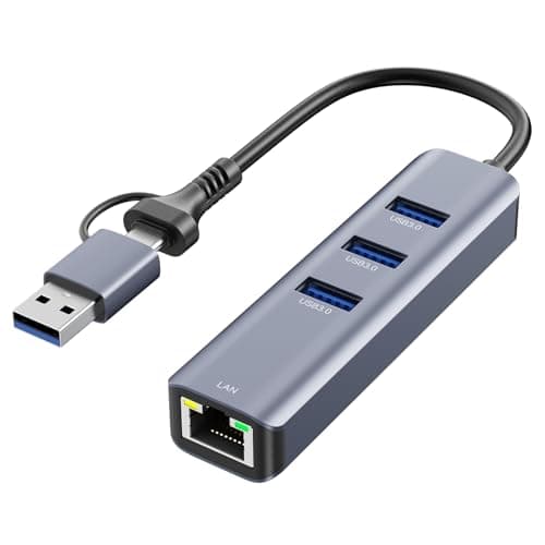 Image of USB to Ethernet Adapter, ABLEWE USB 3.0/USB C to RJ45 Network Internet 2.5Gbps, Compatible with MacBook/Pro/Air, iPhone 15/16 Pro/Max, iPad Pro, Surface Pro, Windows 11/10/8/7, MacOS, Chromebook
