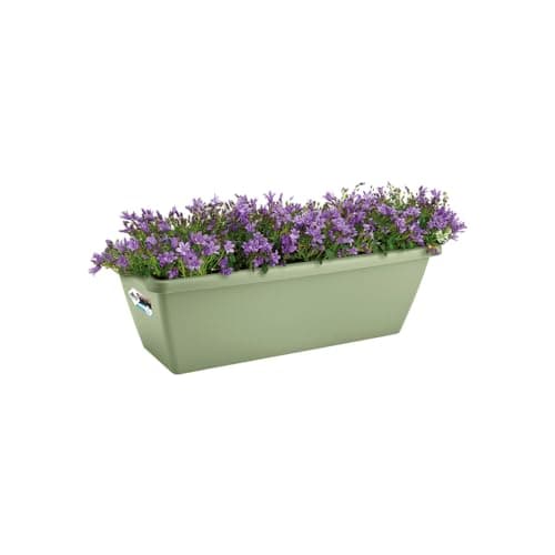 Image of elho Barcelona Trough 40 - Plastic Planter for Balcony & Outdoor - 40cm x H 16.0 cm, 8 liter volume, Pistachio Green