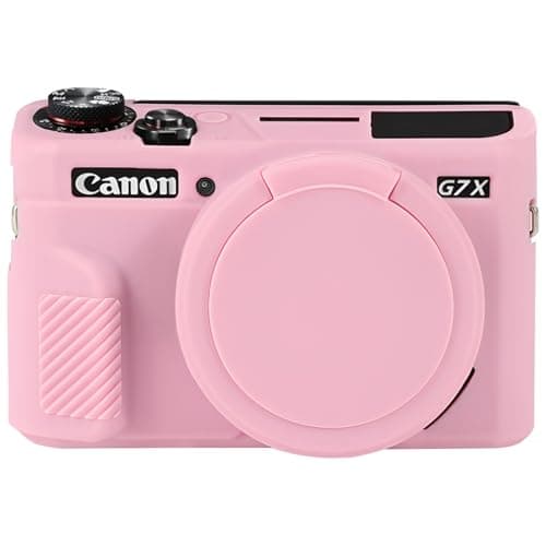 Image of Elonbo for Canon PowerShot G7 X Mark II Digital Camera Silicone Case, G7 X Mark ii Camera Soft Rubber Protective Case, G7 X Mark 2 Soft Skin with Detachable Lens Cover, Pink