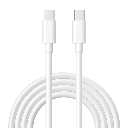 Image of USB Type-C to Type-C Cable, 100cm, Fast Charging and Data Transfer, White, Charging for Laptop, Samsung S24/23, MacBook Air/Pro, iPad Pro, Surface Go/Pro, iPhone 15/16 series