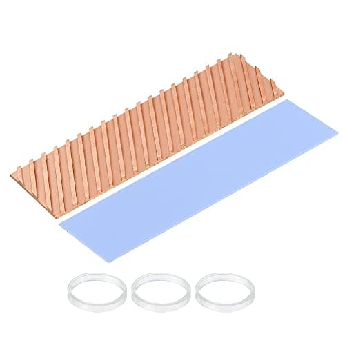 Image of sourcing map Copper Heatsink 70x20x2mm with Thermal Pad and Rubber Ring for M.2 SSD Module, PC, Laptop Cooler 1 Set