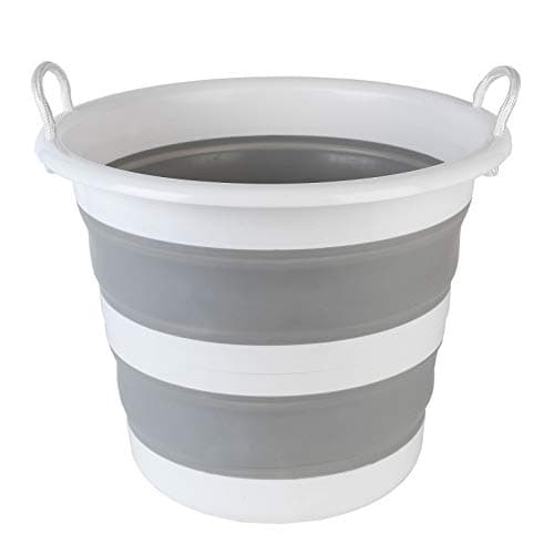Image of Kleeneze KL065438GRYEU Collapsible Cleaning Bucket, 30 Litre, Grey/White, 31.5 L x 31.5 W x 14 H
