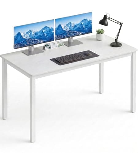 Image of Blisswood Computer Desk 120 x 50 x 75 cm, Office Desk for Home, Small Study Writing Table, Wooden PC Desk with Metal Frame for Bedroom, Living Room & Workstation, White