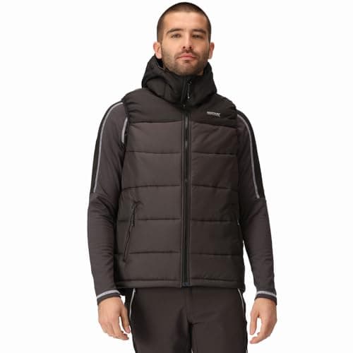 Image of Regatta Mens Nevado Heavyweight Hooded Bodywarmer Gilet - Black Ash - 3XL
