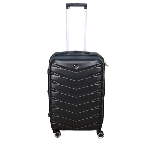 Image of UNIQUE HOME LIVING 24" Medium Suitcase, Expandable Travel Suitcase with 4 Dual Spinner Wheels, Hard Shell ABS Hand Luggage Travel Trolley Case with Lock, Lightweight, Durable, Pure Black, 85L