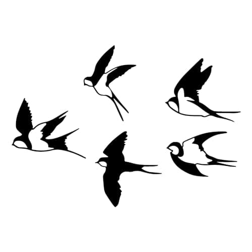 Image of ESTART Birds Metal Wall Decor, 5 Pcs Black Birds Metal Wall Art Outdoor Hanging Decorative Bird Wall Sculpture for Home Kitchen Patio Bedroom Living Room Bathroom Garden