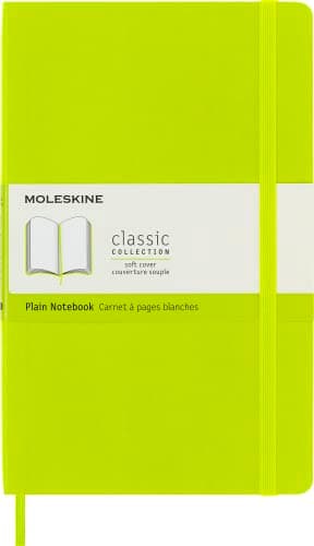 Image of Moleskine Classic Notebook, Notebook With Plain Pages, Soft Cover and Elastic Closure, Lemon Green, Large, 13 x 21 cm, 240 Pages