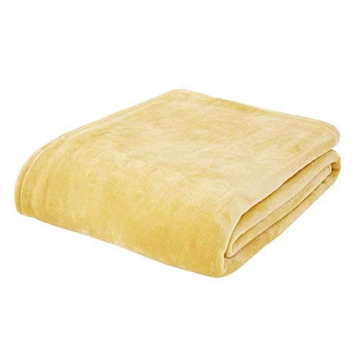 Image of Catherine Lansfield Extra Large Raschel Velvet Touch 200x240cm Blanket Throw Ochre Yellow