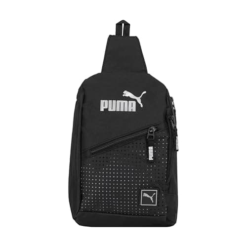 Image of PUMA Unisex's Evercat Sidewall Sling Backpack, Black/Silver, One Size
