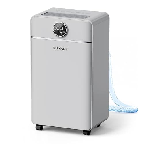 Image of CHIVALZ 12L/24H Dehumidifiers for Home, Bedroom & Bathroom, LED Display and 24H Timer, Interior Dehumidifier with Automatic Defrosting, 2L Water Tank & Drainage Hose, Grey, 1 Pack+3 Modes