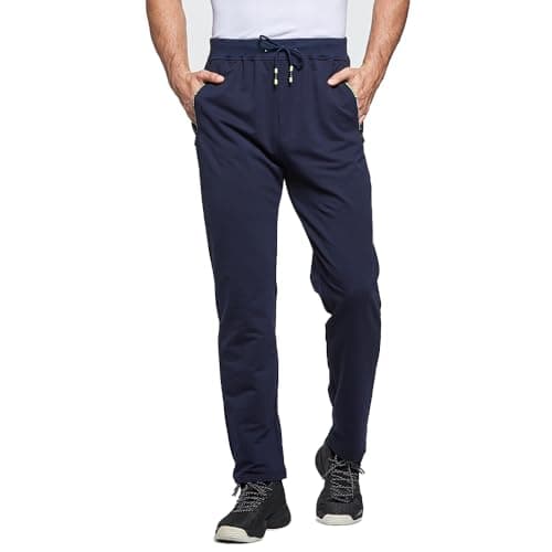 Image of PARTICLE PLANET Men Joggers Tracksuit Bottoms Causal Slim Fit Running Trousers with Zip Pockets Blue 3XL