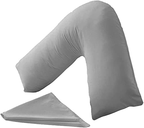 Image of CnA Stores Orthopaedic V-Shaped Pillow Extra Cushioning Support For Head, Neck & Back (Grey, V-pillow With Cover)