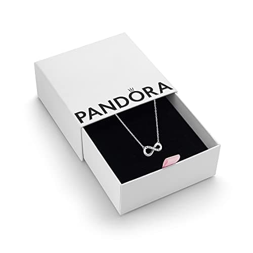 Image of PANDORA Moments Women's Sterling Silver Sparkling Infinity Collier Pendant Necklace, 50cm, With Gift Box